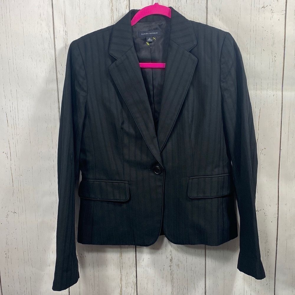Banana Republic Womens Black Single Button Blazer Jacket